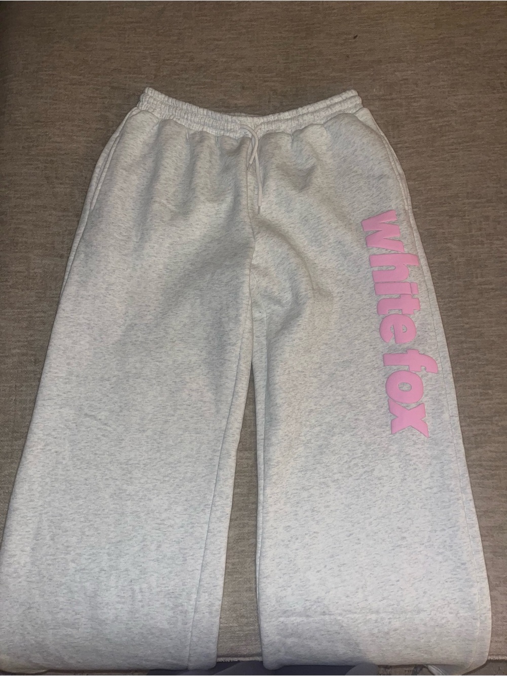 White Fox Boutique Heather Gray Joggers with Pink Logo